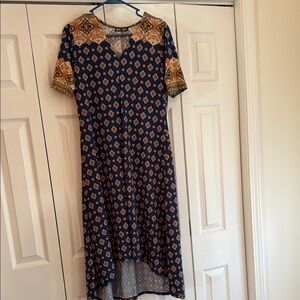 Blue and Black High Low Sundress with Peter Pan Collar